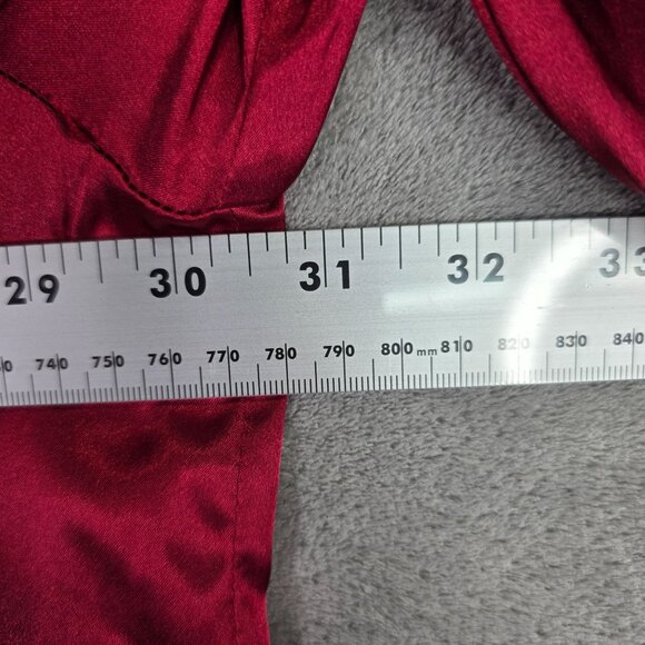 Womens Lonxu Satin Pajama Shirt & Pants Set Button-Up Red White Piping Size 4XL - Picture 6 of 15